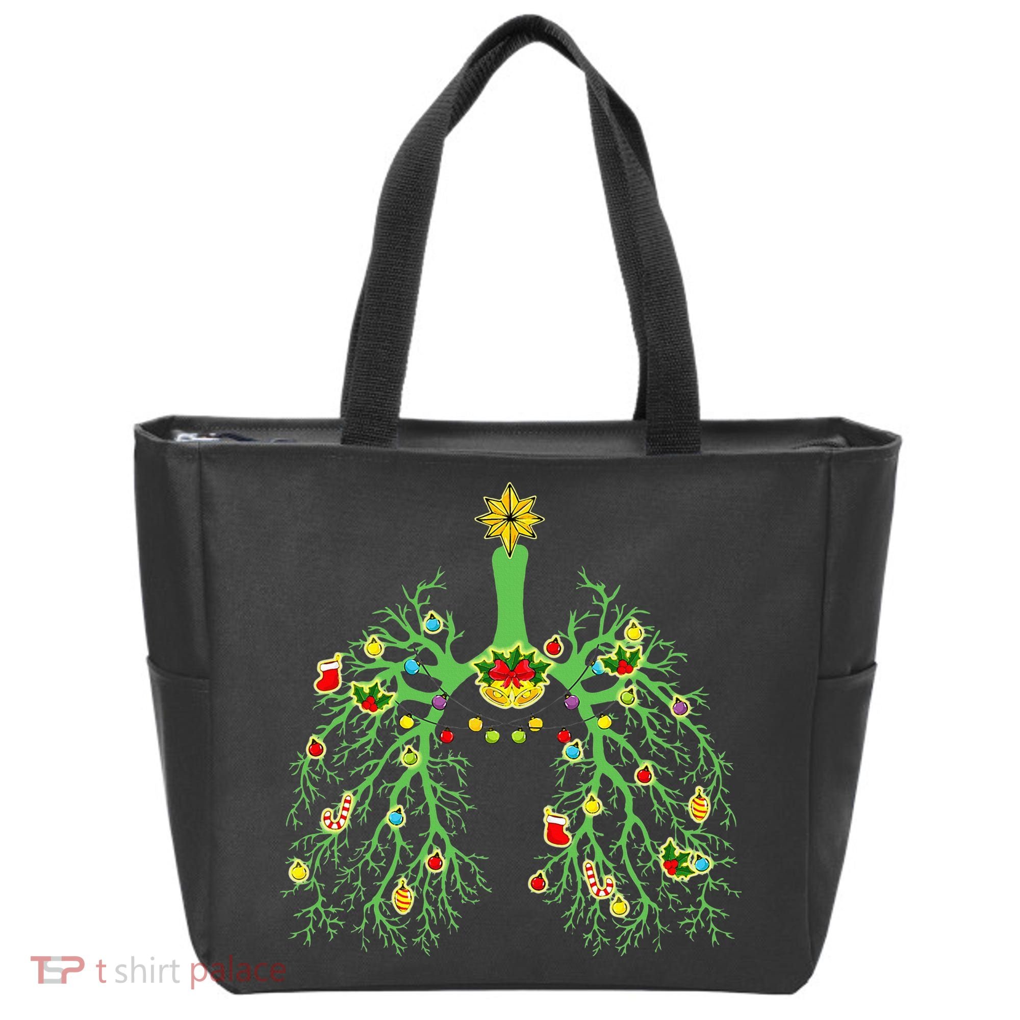 Festive Holiday Lung Ornament for Respiratory Therapists Tote Bag