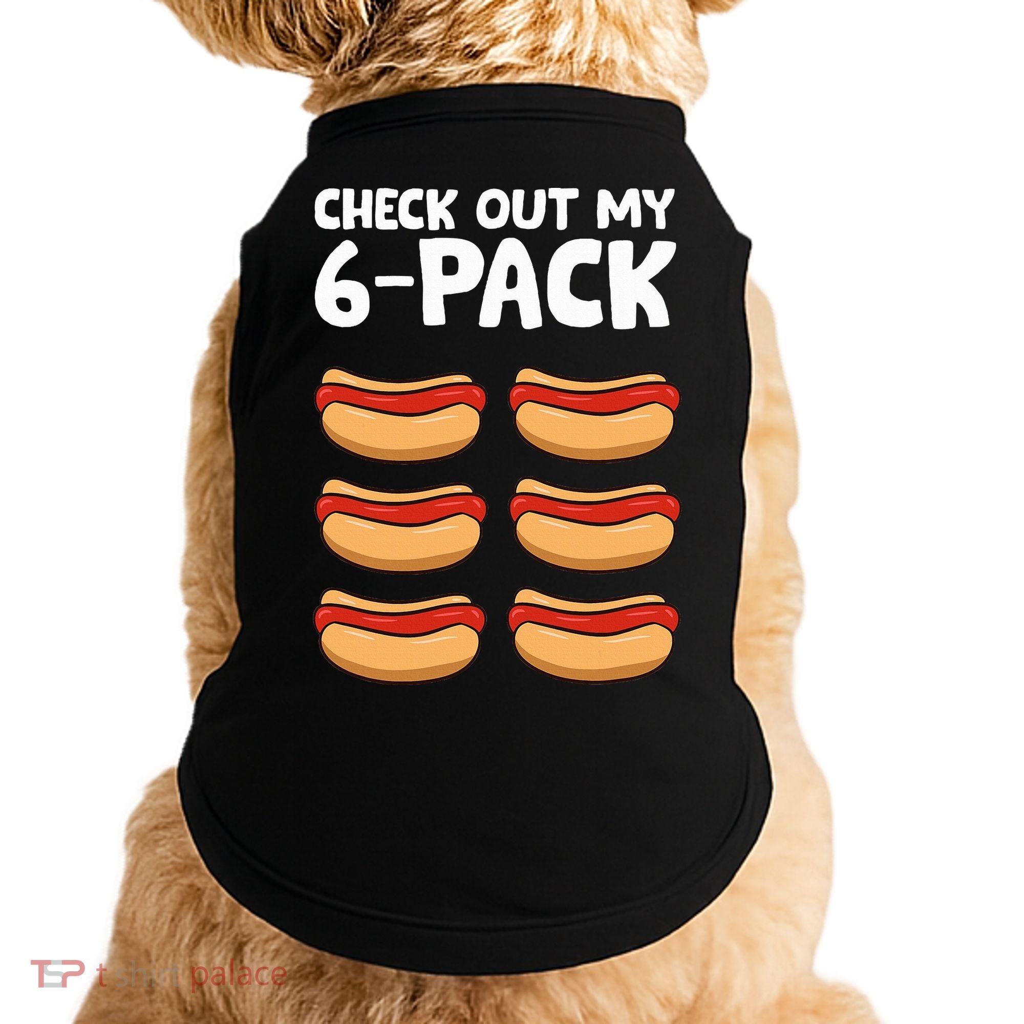 Funny Hotdog Lover Check Out My 6 Pack Hot Dog Doggie Tank