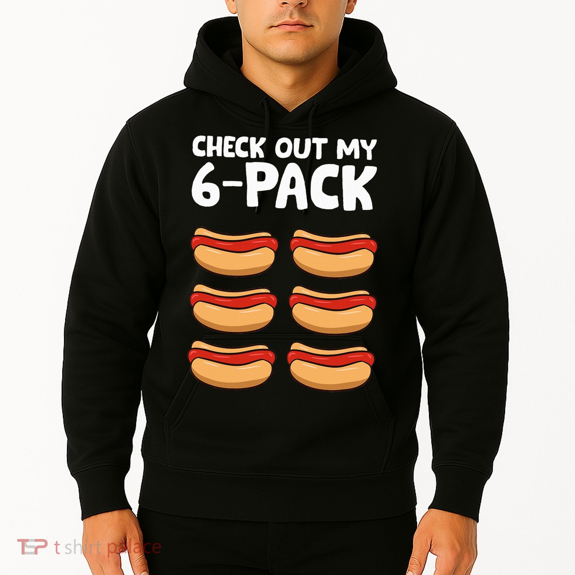 Funny Hotdog Lover Check Out My 6 Pack Hot Dog Hoodie