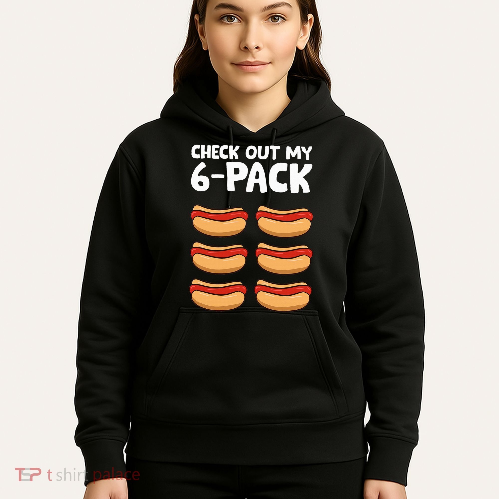 Funny Hotdog Lover Check Out My 6 Pack Hot Dog Hoodie