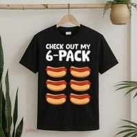 Funny Hotdog Lover Check Out My 6 Pack Hot Dog T-Shirt thumb 2