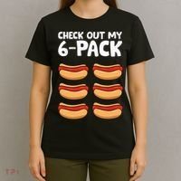 Funny Hotdog Lover Check Out My 6 Pack Hot Dog T-Shirt thumb 4