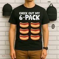 Funny Hotdog Lover Check Out My 6 Pack Hot Dog T-Shirt thumb 6
