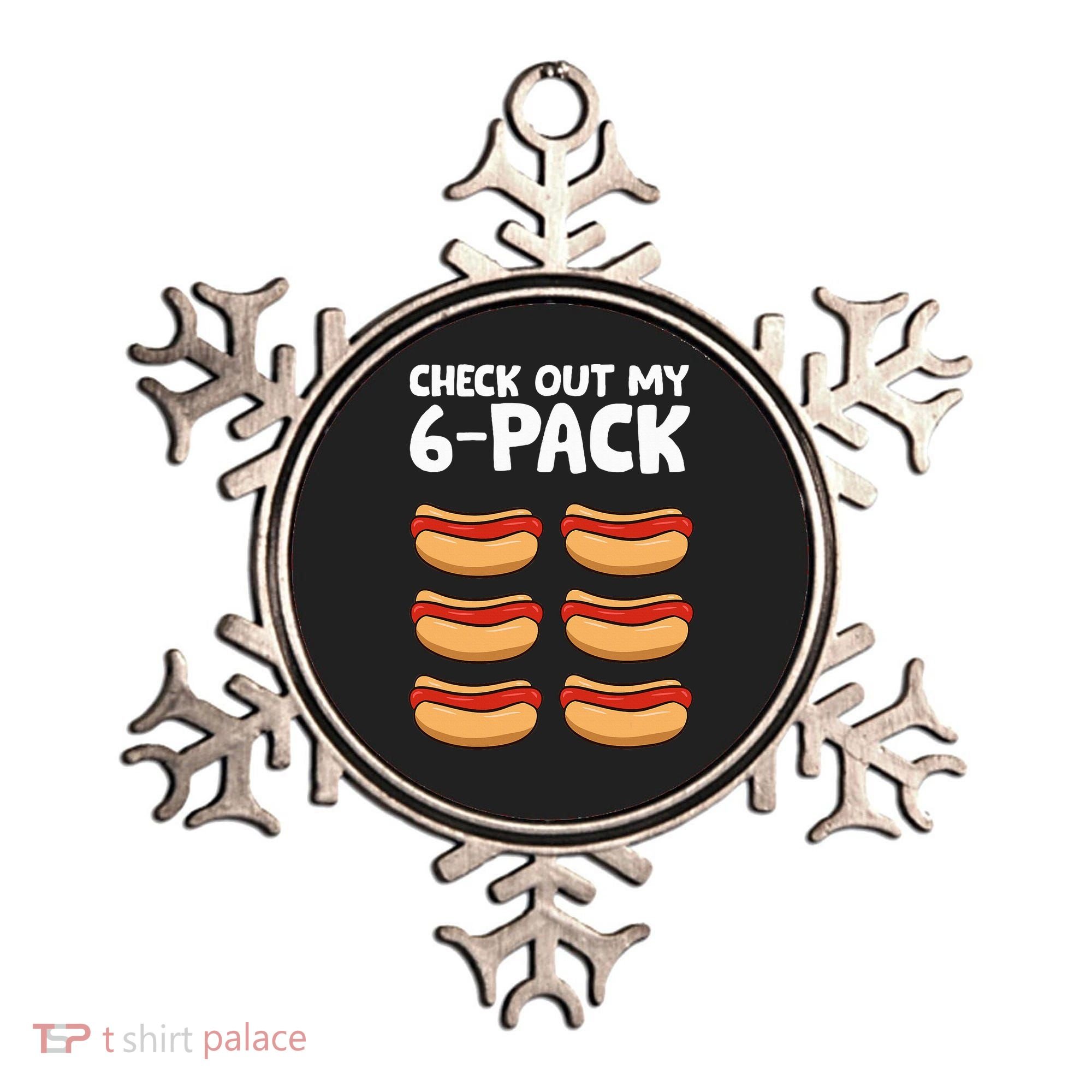 Funny Hotdog Lover Check Out My 6 Pack Hot Dog Ornament