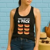 Funny Hotdog Lover Check Out My 6 Pack Hot Dog Women's Tank Top thumb 2