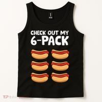 Funny Hotdog Lover Check Out My 6 Pack Hot Dog Tank Top thumb 2