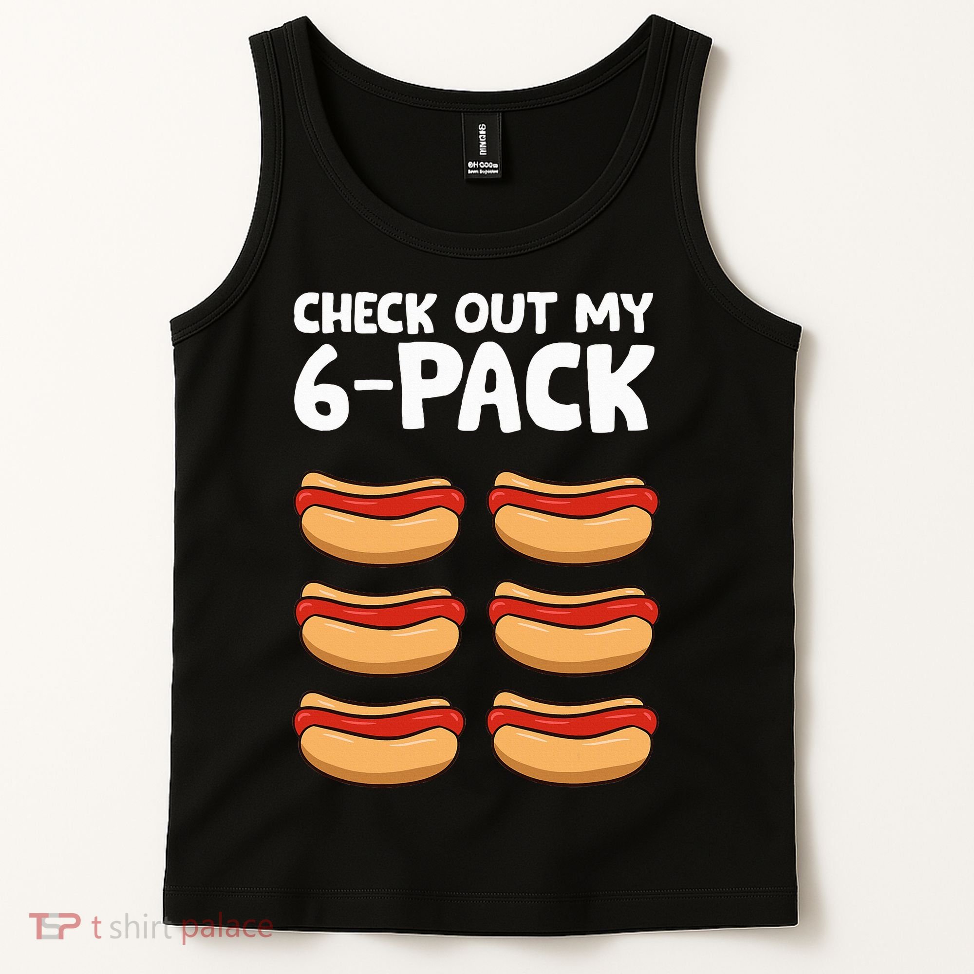 Funny Hotdog Lover Check Out My 6 Pack Hot Dog Tank Top