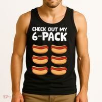Funny Hotdog Lover Check Out My 6 Pack Hot Dog Tank Top thumb 3