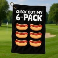 Funny Hotdog Lover Check Out My 6 Pack Hot Dog Golf Towel thumb 1