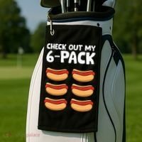 Funny Hotdog Lover Check Out My 6 Pack Hot Dog Golf Towel thumb 2