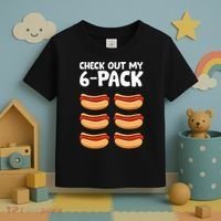 Funny Hotdog Lover Check Out My 6 Pack Hot Dog Toddler T-Shirt thumb 3