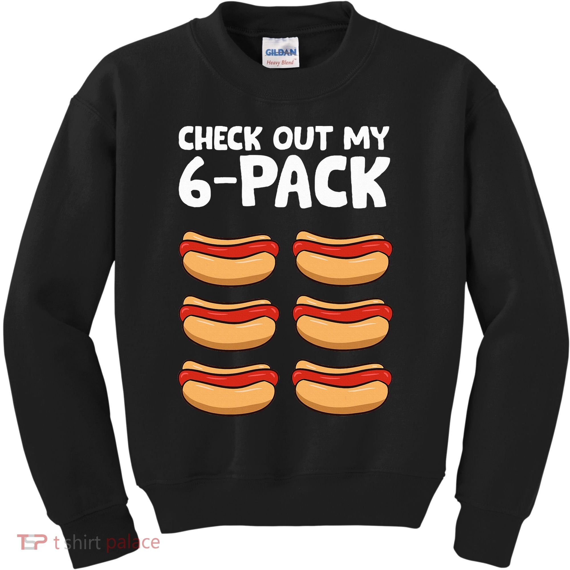Funny Hotdog Lover Check Out My 6 Pack Hot Dog Kids Sweatshirt
