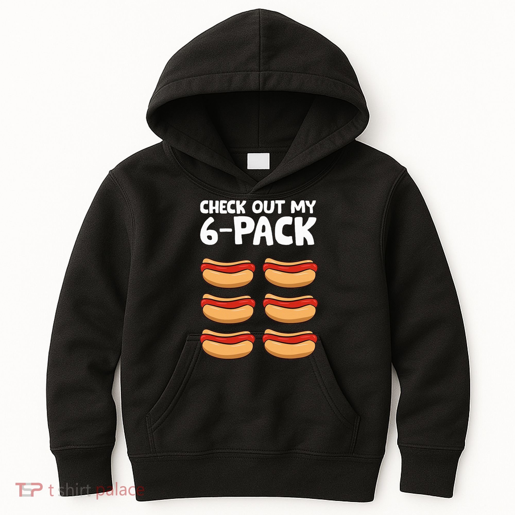 Funny Hotdog Lover Check Out My 6 Pack Hot Dog Kids Hoodie