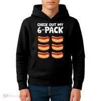 Funny Hotdog Lover Check Out My 6 Pack Hot Dog Kids Hoodie thumb 4