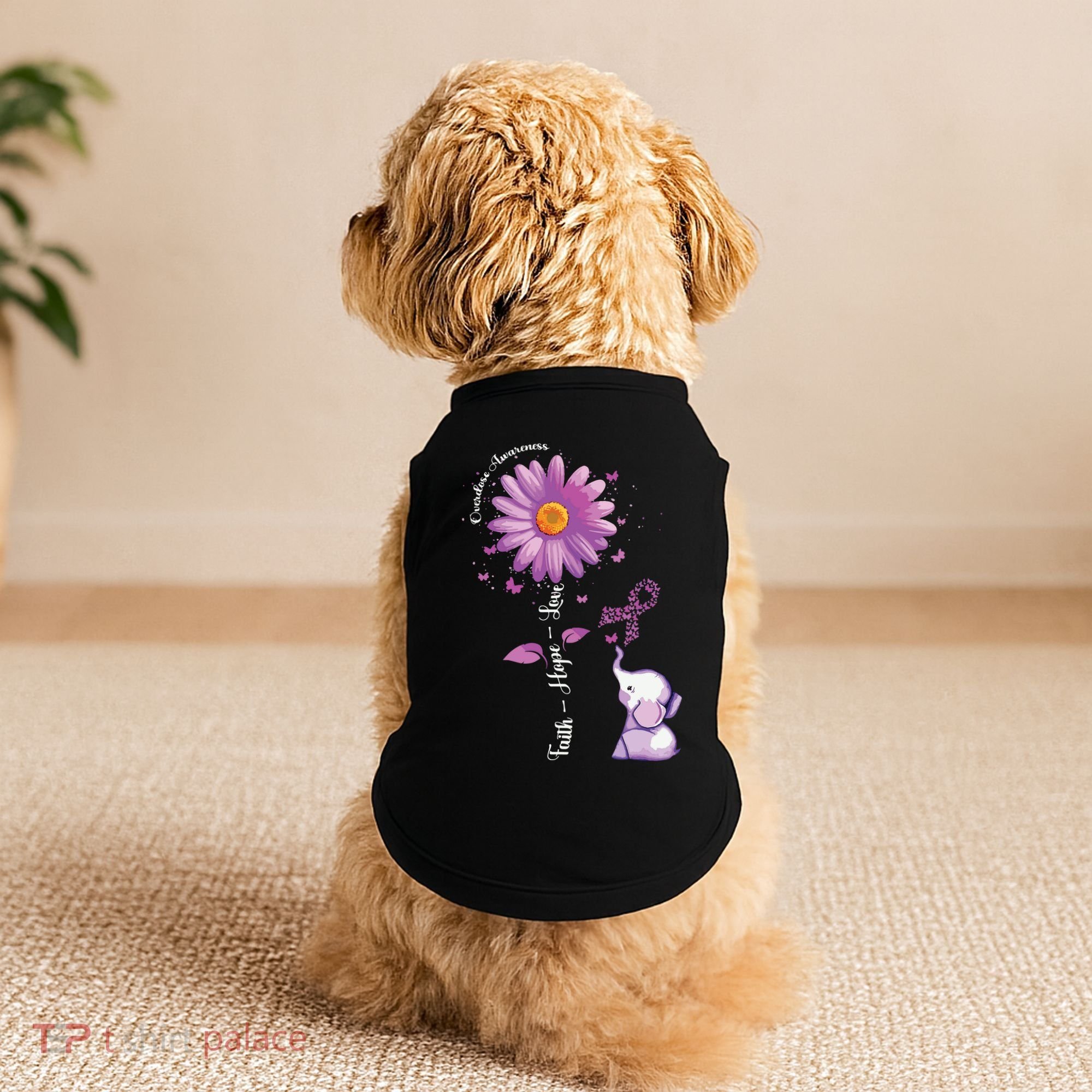 Faith Hope Love Sunflower Elephant Overdose Awareness Doggie Tank