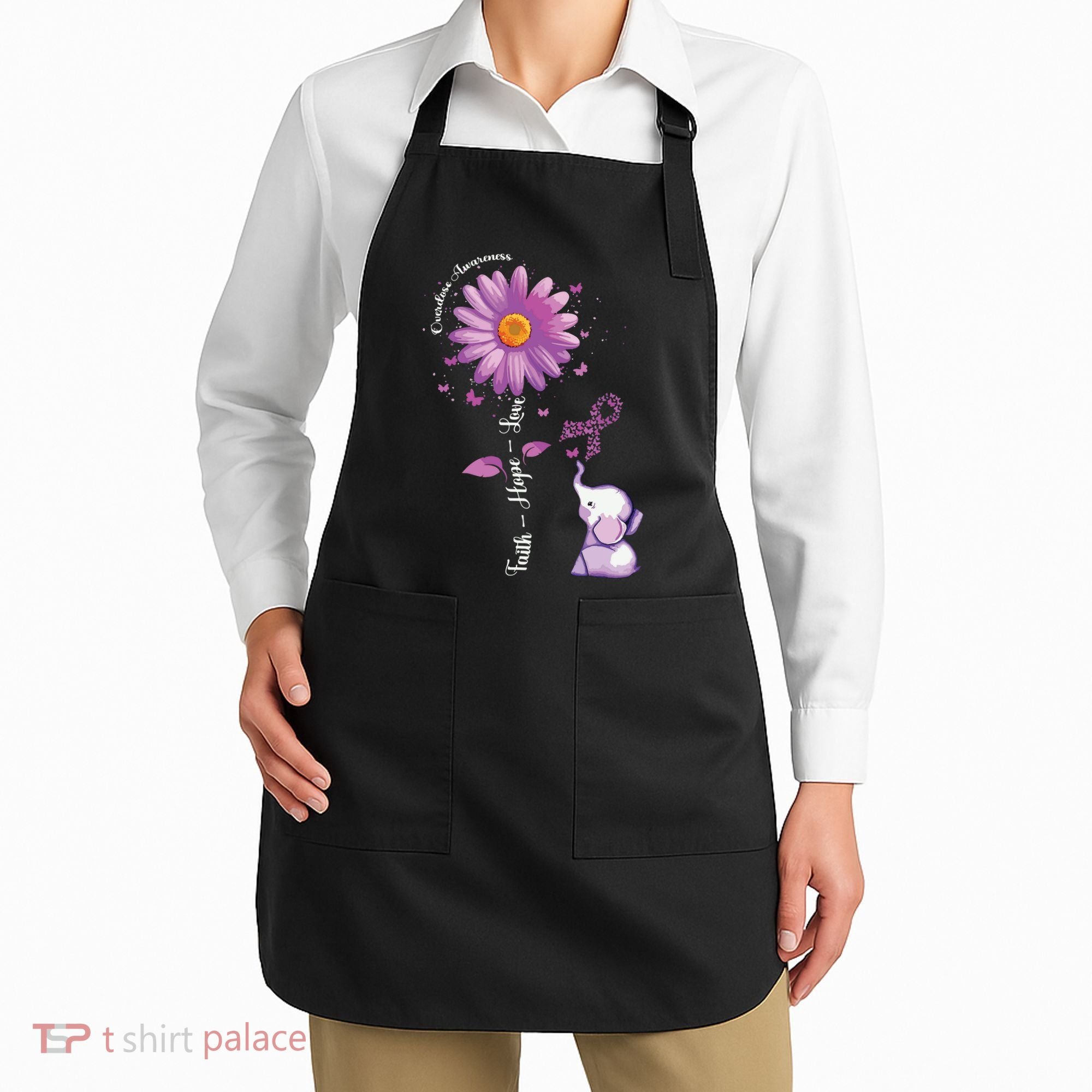 Faith Hope Love Sunflower Elephant Overdose Awareness Apron