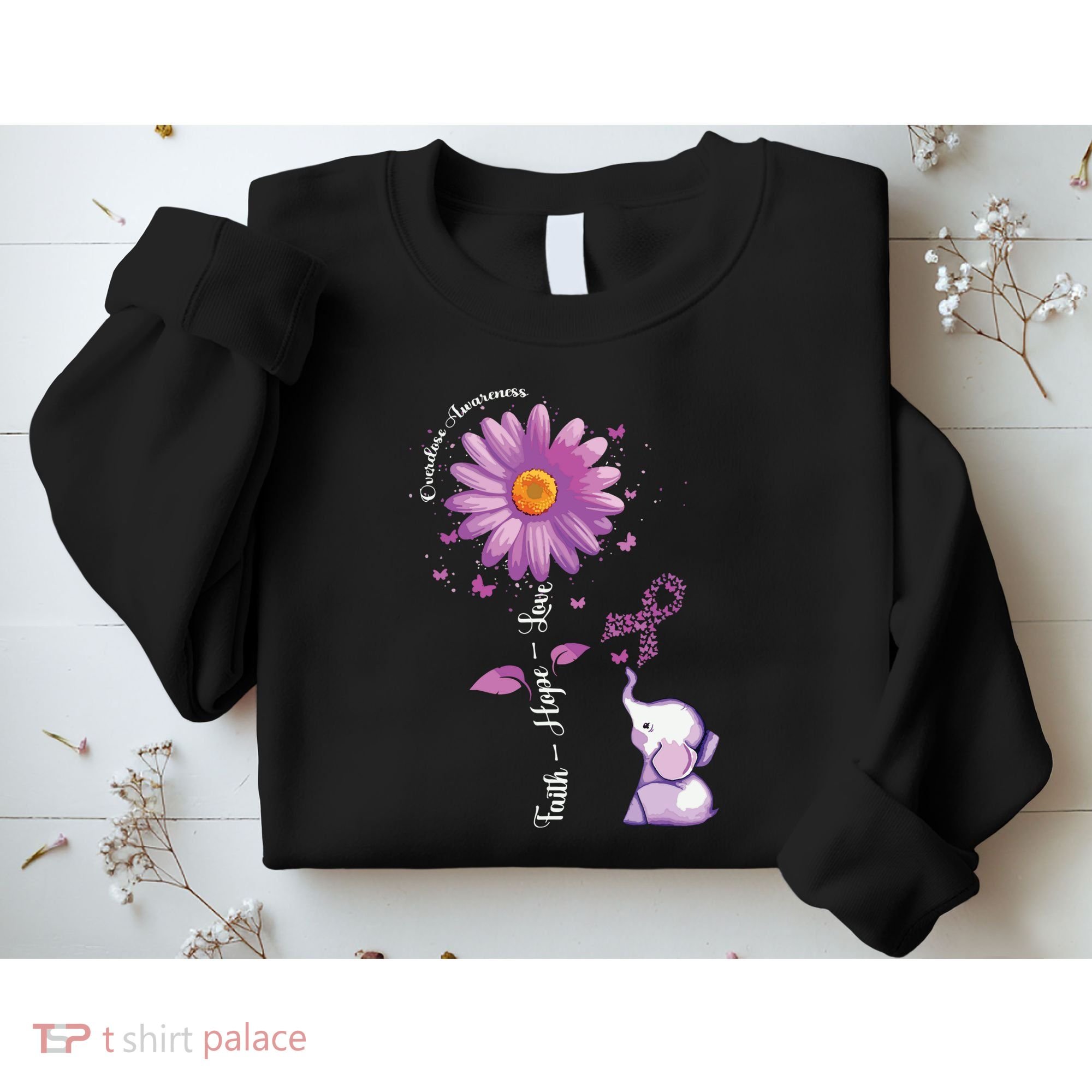 Faith Hope Love Sunflower Elephant Overdose Awareness Sweatshirt