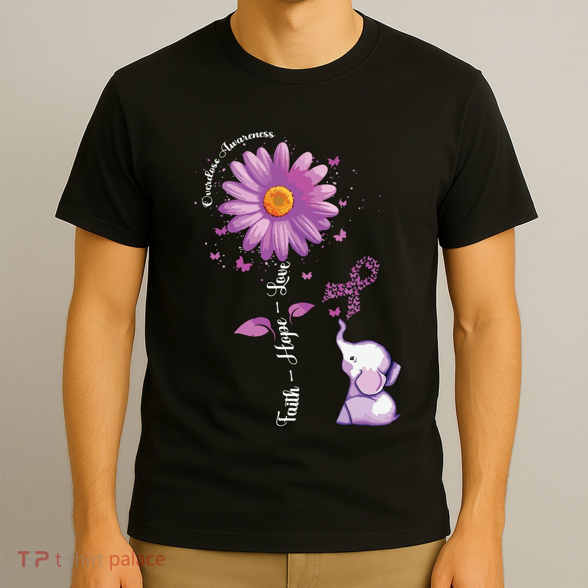 Faith Hope Love Sunflower Elephant Overdose Awareness T-Shirt