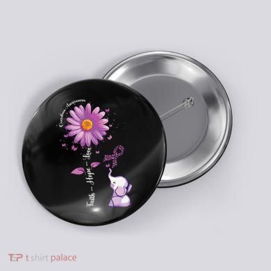 Faith Hope Love Sunflower Elephant Overdose Awareness Button