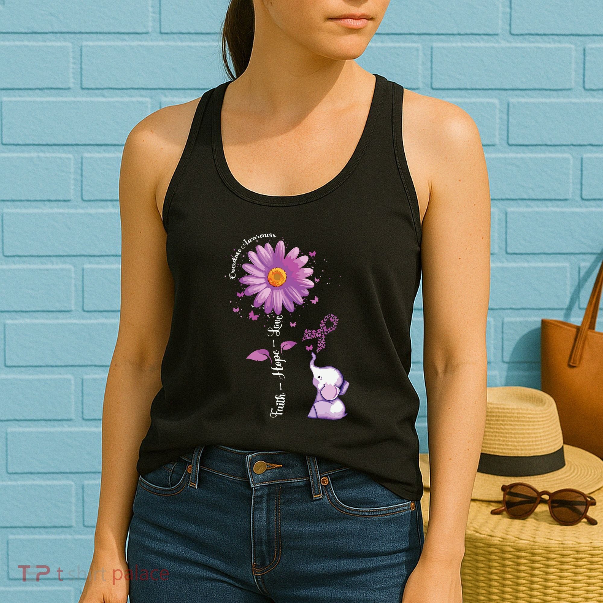 Faith Hope Love Sunflower Elephant Overdose Awareness Women's Tank Top