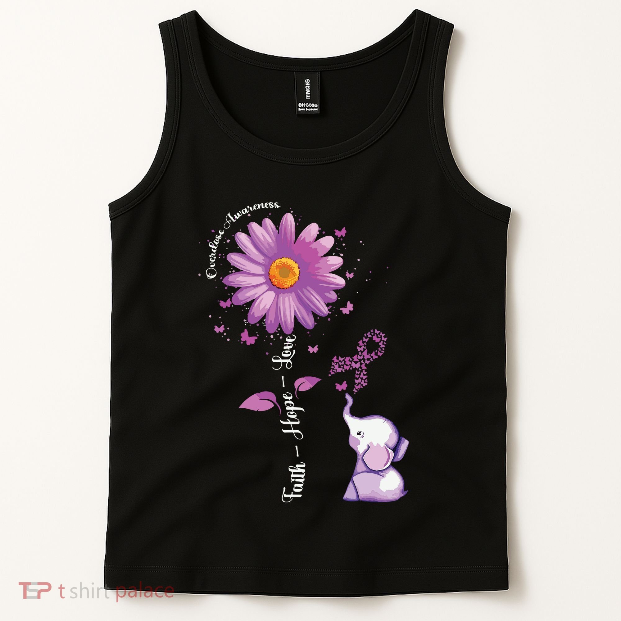 Faith Hope Love Sunflower Elephant Overdose Awareness Tank Top
