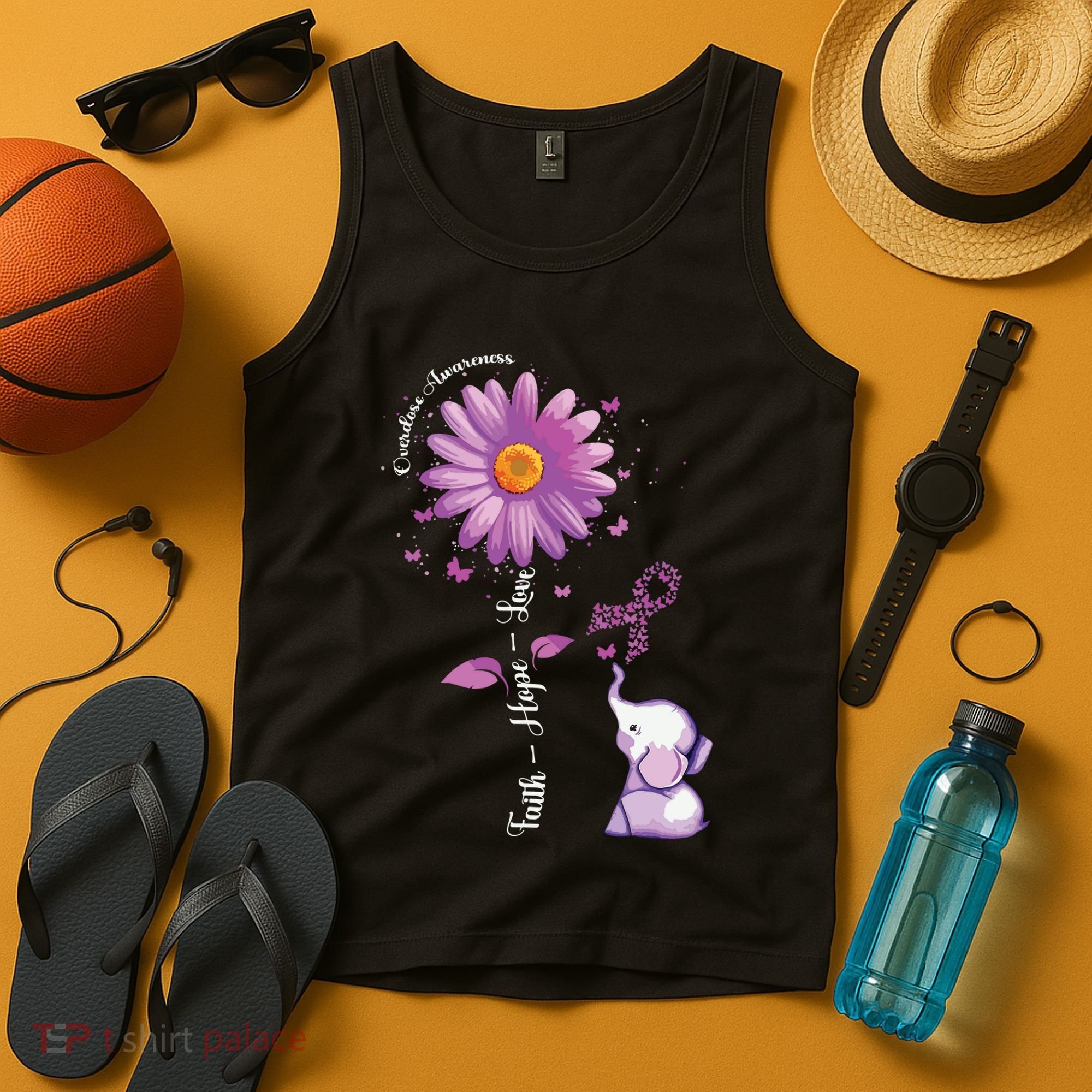 Faith Hope Love Sunflower Elephant Overdose Awareness Tank Top
