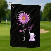 Faith Hope Love Sunflower Elephant Overdose Awareness Golf Towel thumb 1