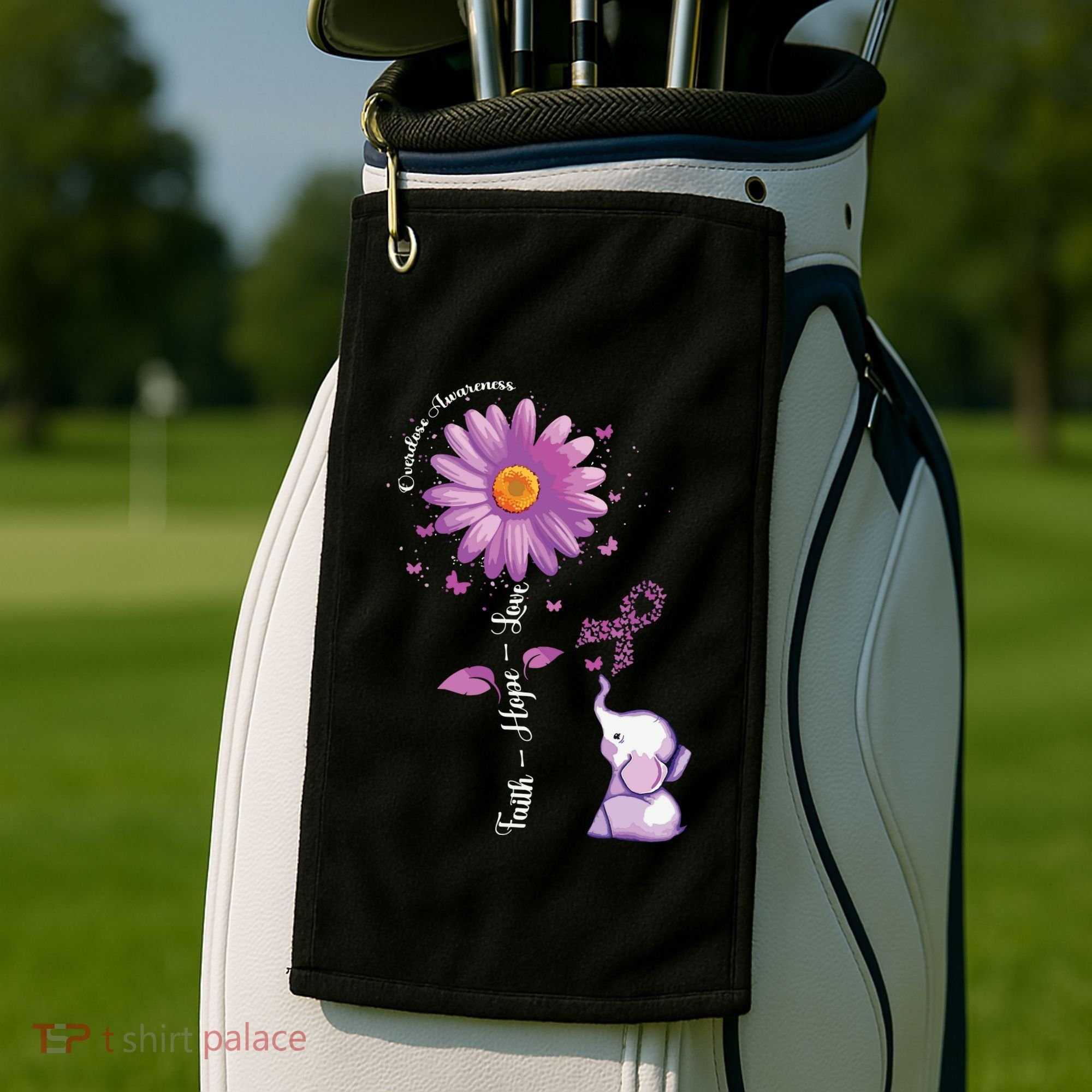 Faith Hope Love Sunflower Elephant Overdose Awareness Golf Towel