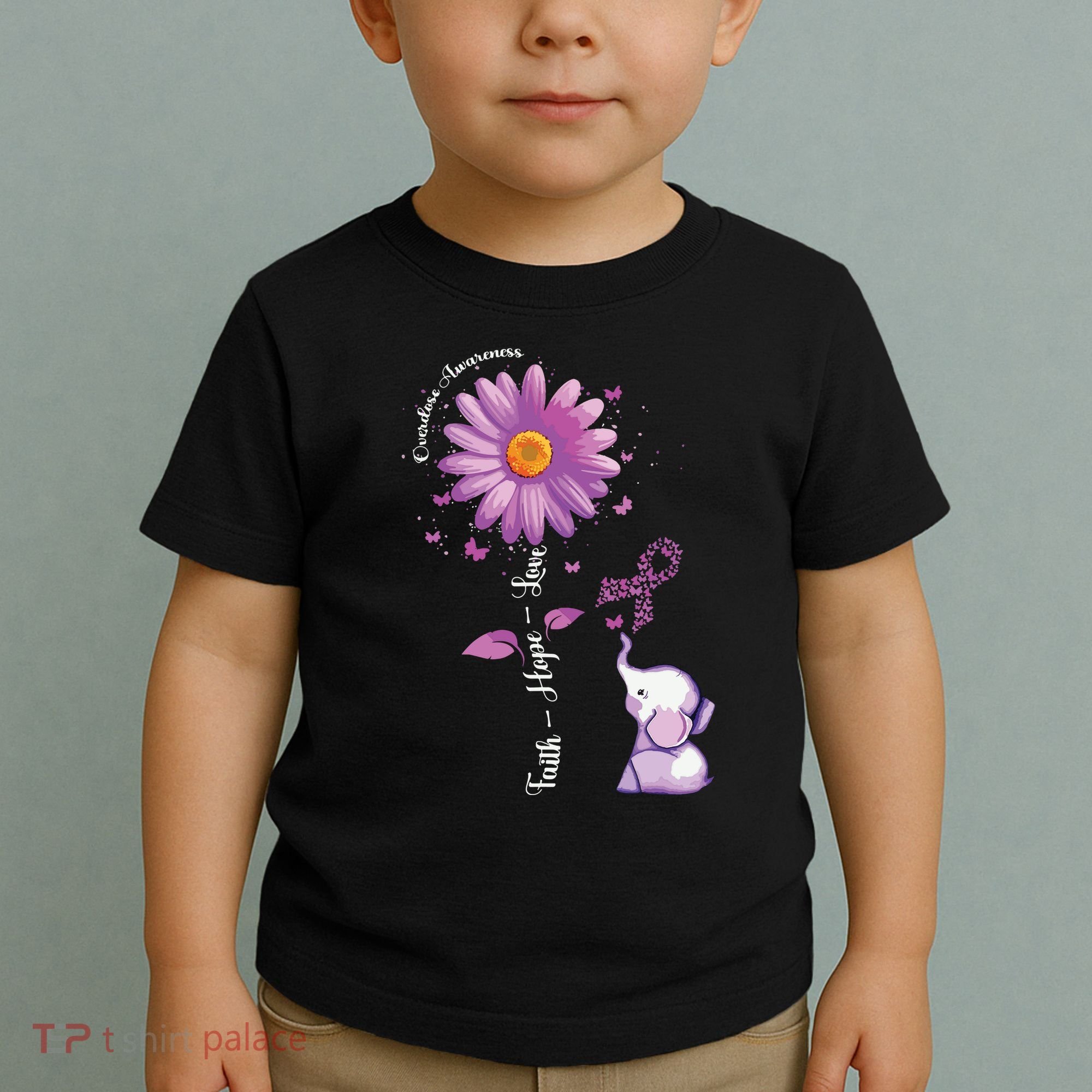 Faith Hope Love Sunflower Elephant Overdose Awareness Toddler T-Shirt