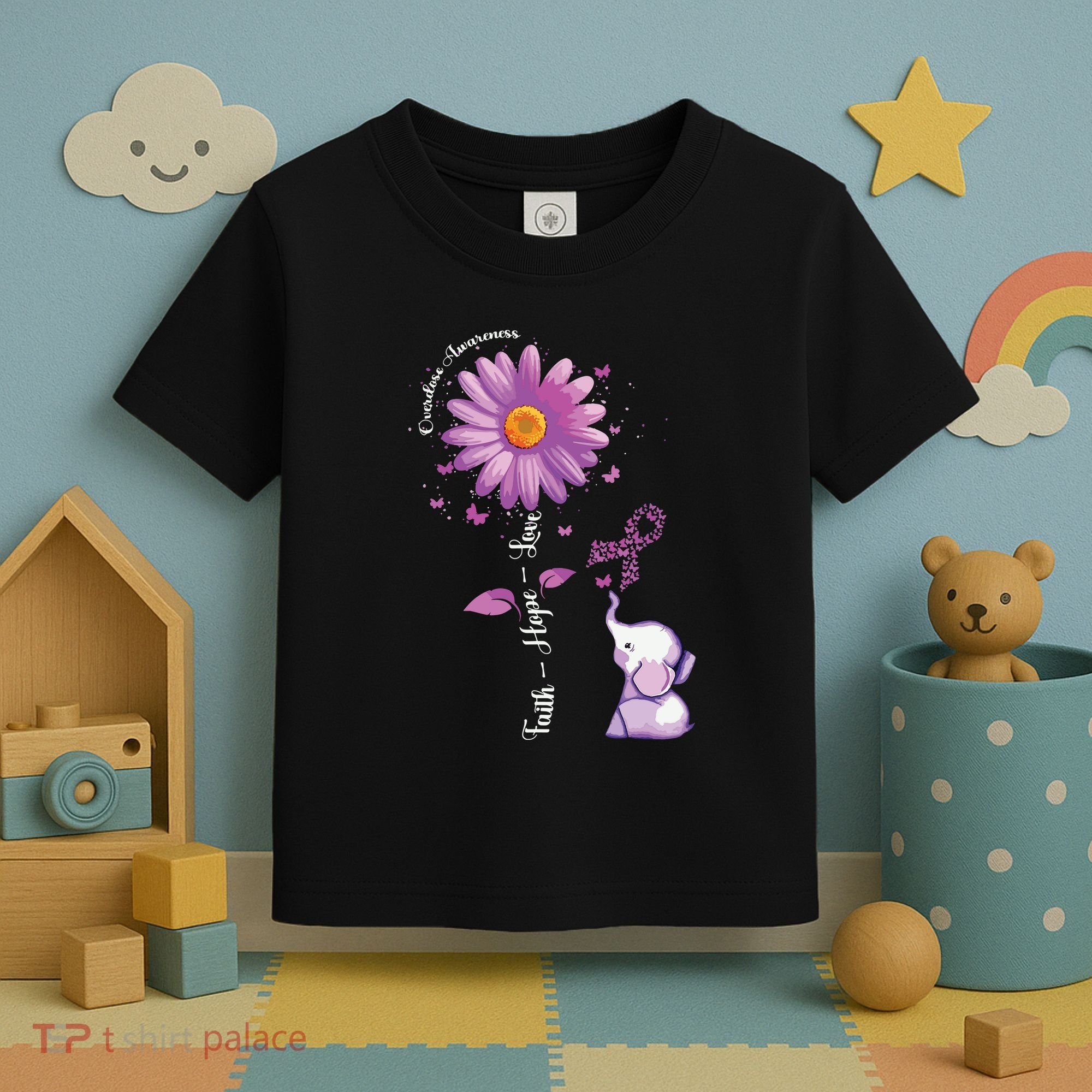 Faith Hope Love Sunflower Elephant Overdose Awareness Toddler T-Shirt
