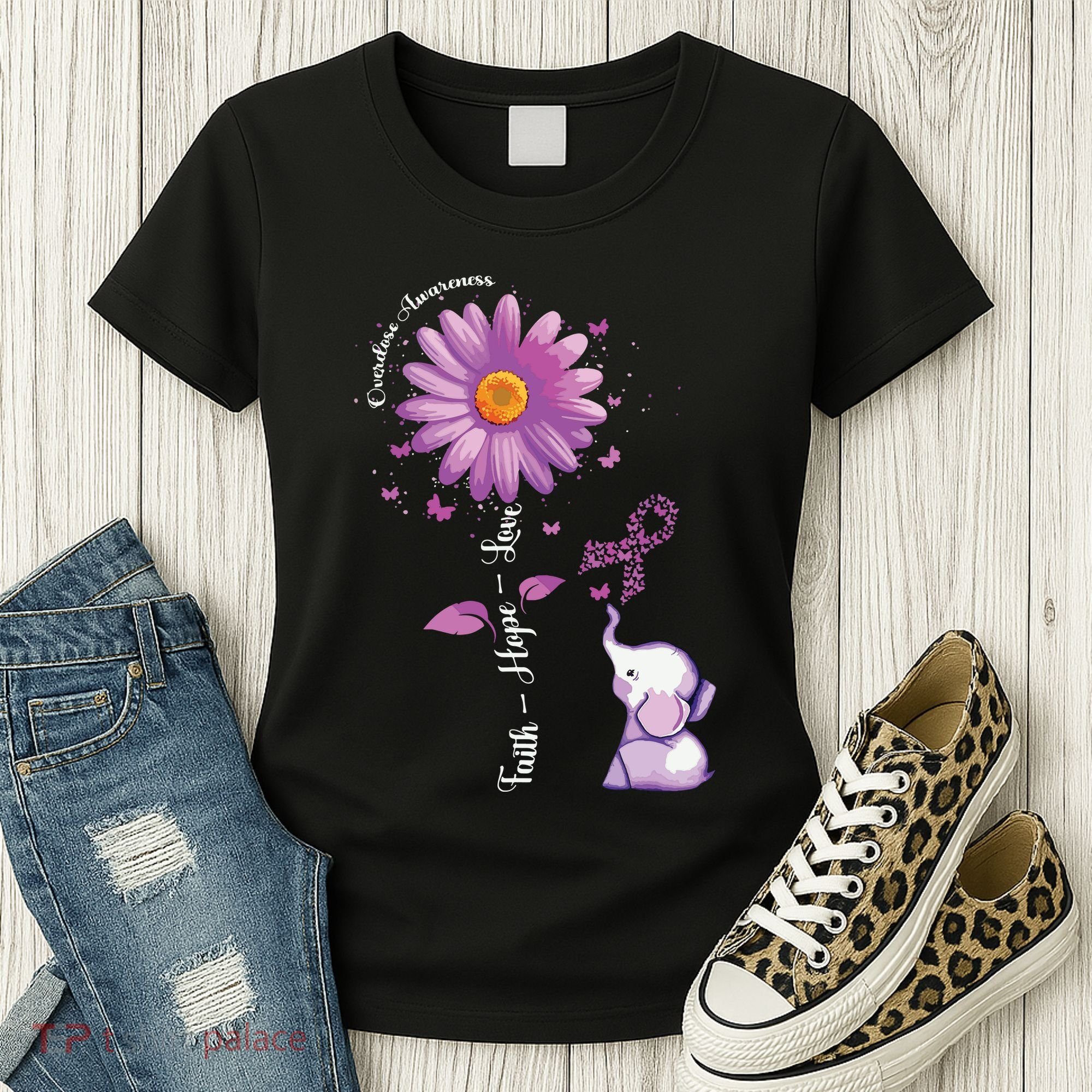 Faith Hope Love Sunflower Elephant Overdose Awareness Women's T-Shirt