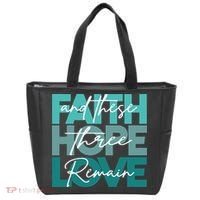 Faith Hope Love And These Three Remain Religious Christian Tote Bag thumb 0