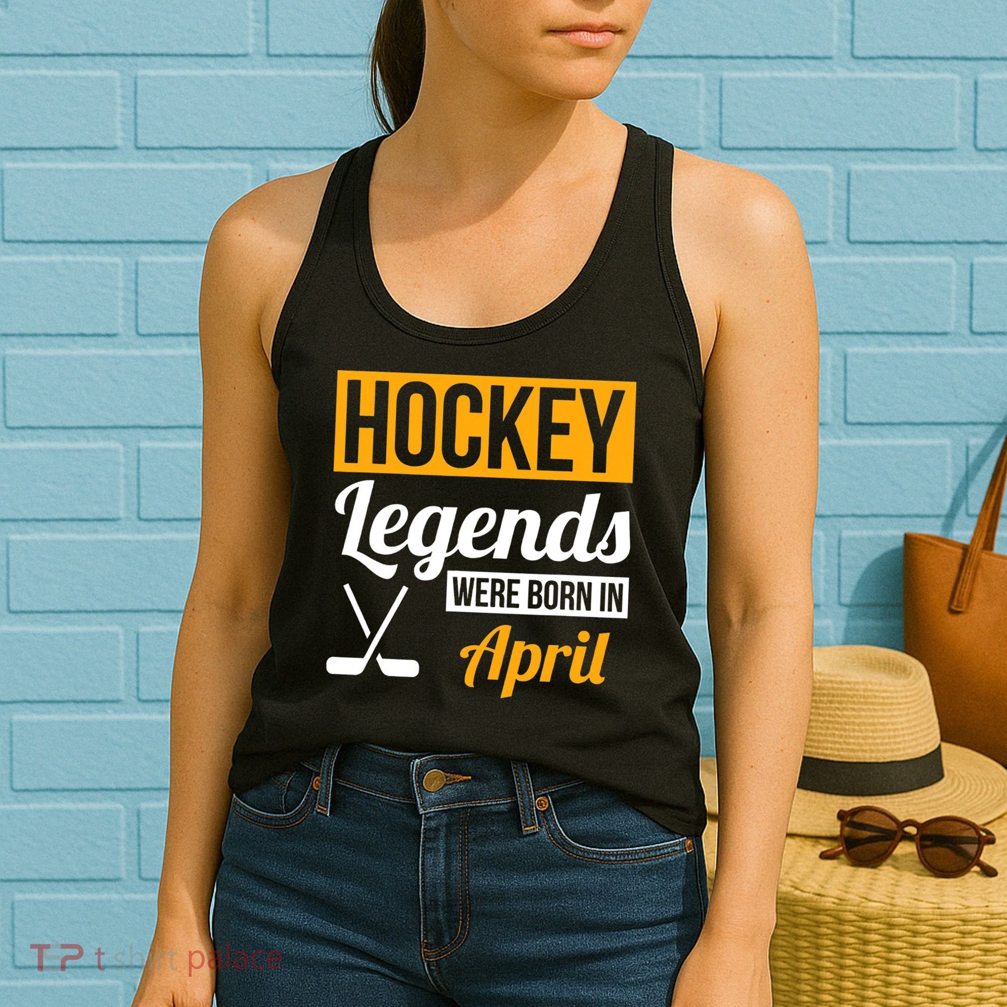 funny Hockey Legends Were Born In April Birthday Women's Tank Top