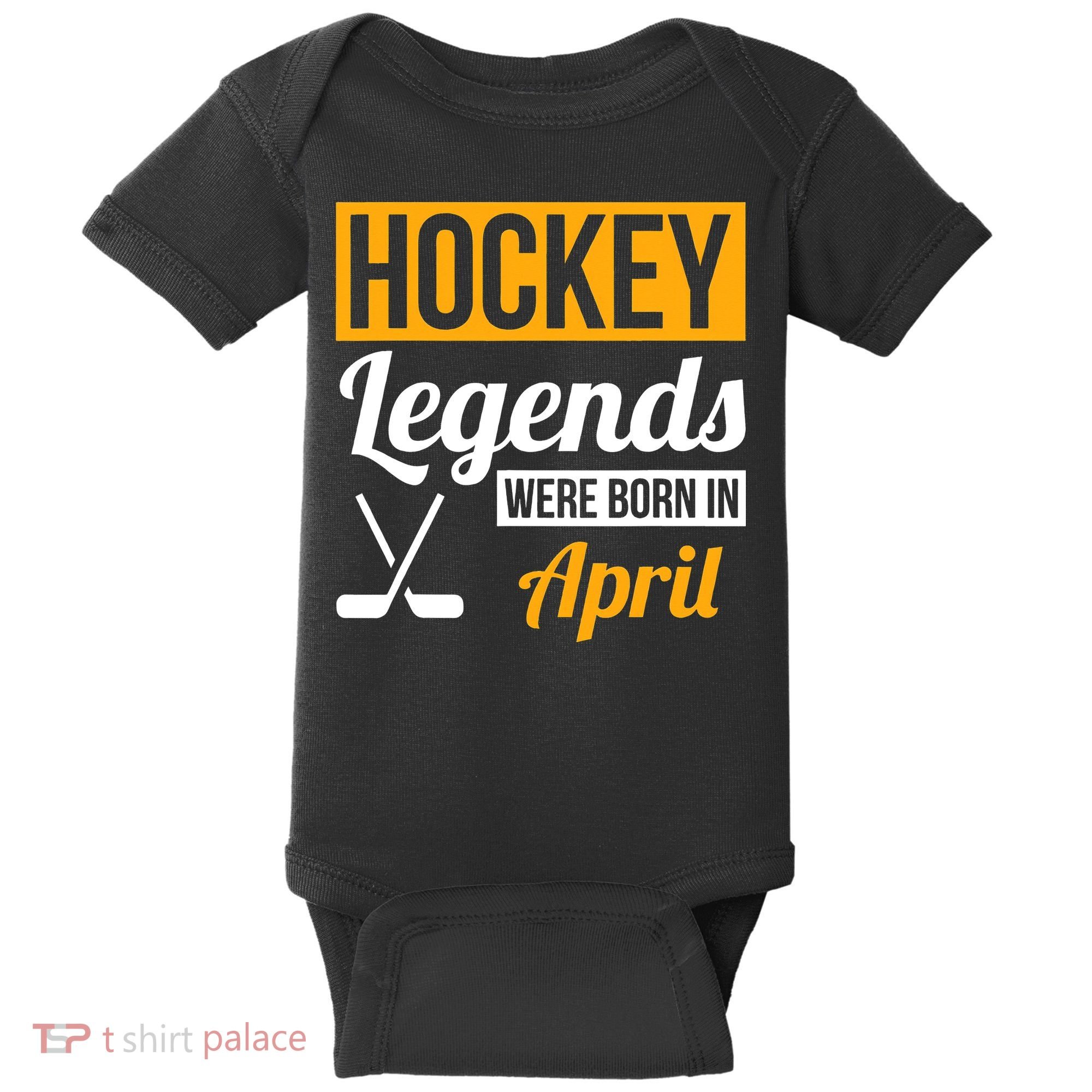 funny Hockey Legends Were Born In April Birthday Baby Bodysuit