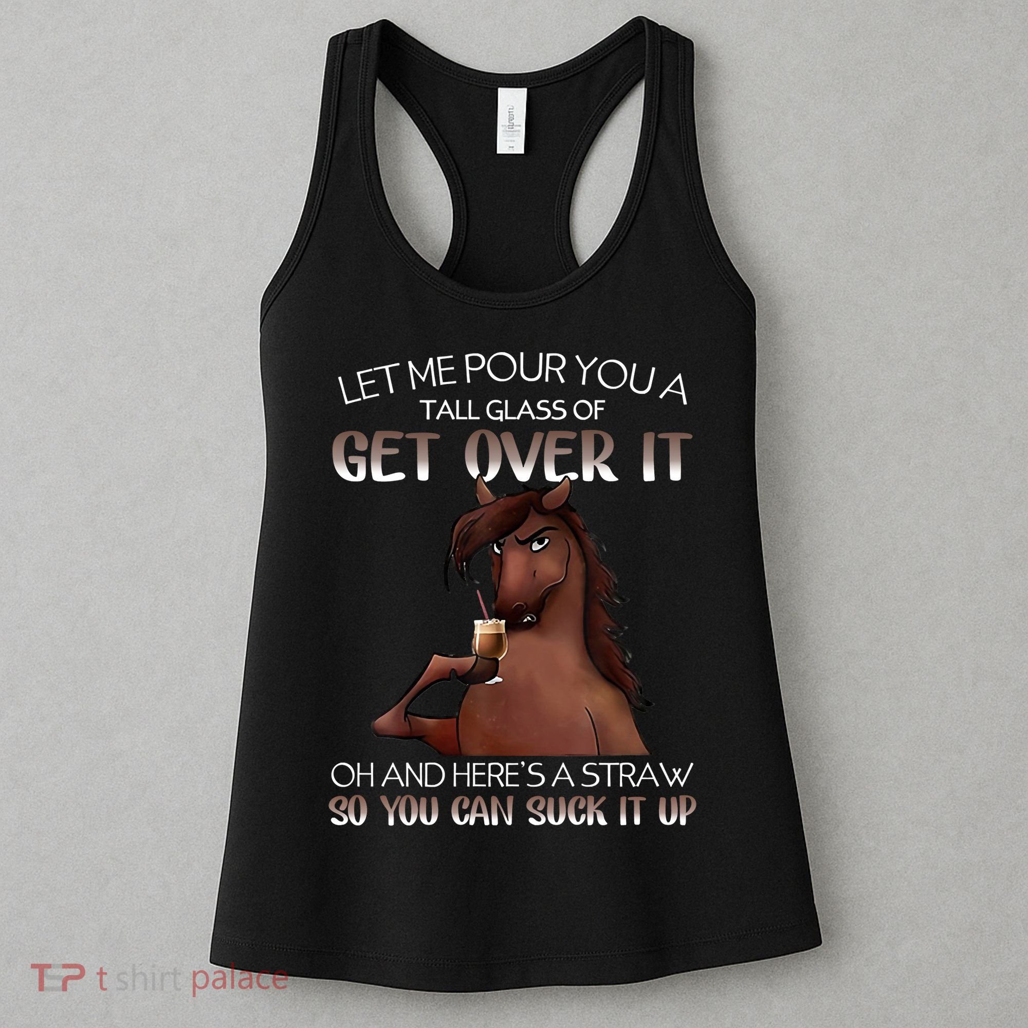 Funny Horse Let Me Pour You A Glass Of Get Over It Christmas Women's Tank Top
