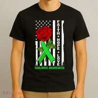 Faith Hope Love Scoliosis Awareness USA Rose Flag T-Shirt thumb 3
