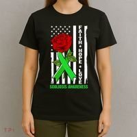 Faith Hope Love Scoliosis Awareness USA Rose Flag T-Shirt thumb 4