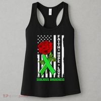 Faith Hope Love Scoliosis Awareness USA Rose Flag Women's Tank Top thumb 3