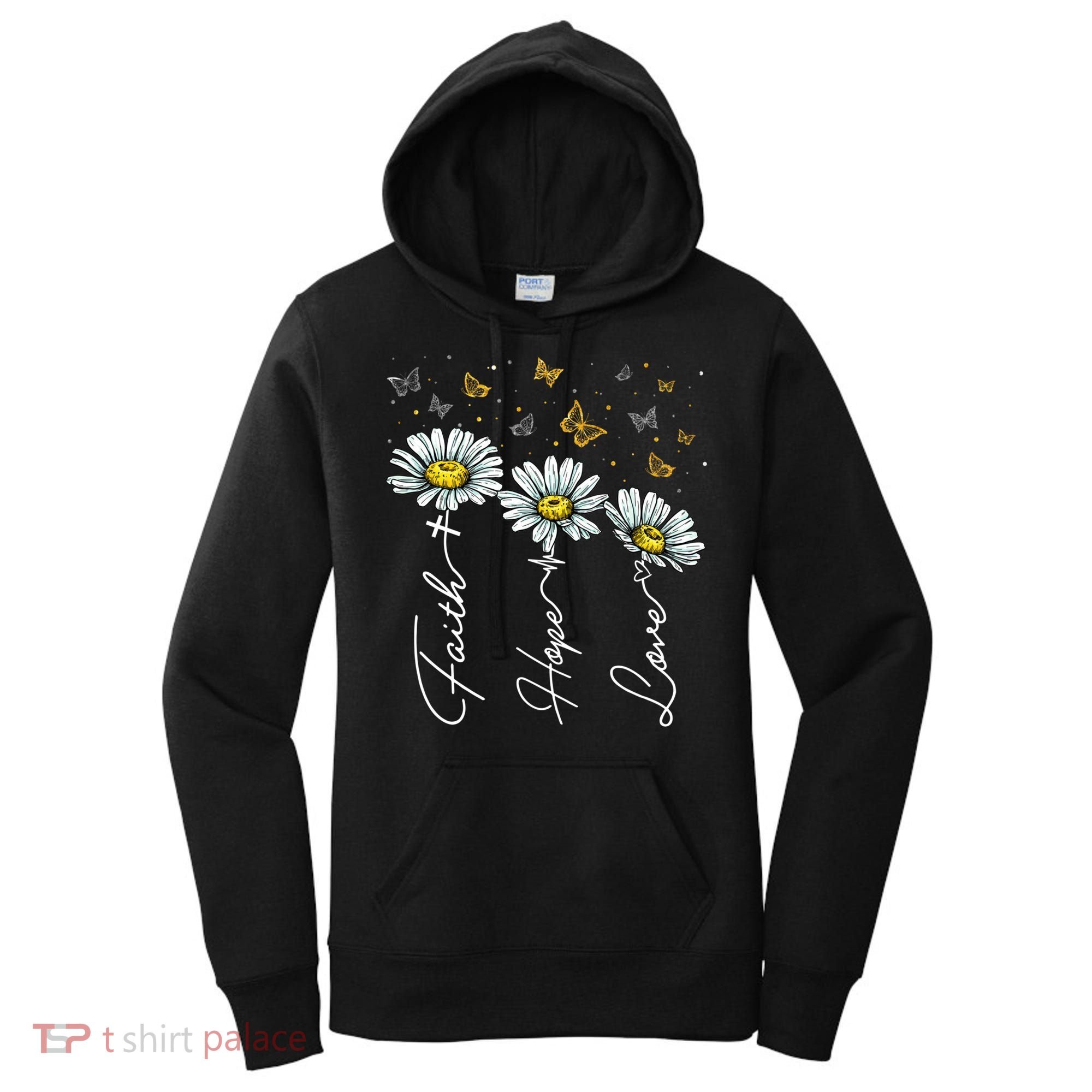 Faith Hope Love Daisy Butterfly Jesus Christian Clothing Cool Gift Women's Hoodie