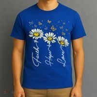 Faith Hope Love Daisy Butterfly Jesus Christian Clothing Cool Gift T-Shirt thumb 3
