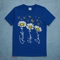 Faith Hope Love Daisy Butterfly Jesus Christian Clothing Cool Gift T-Shirt thumb 5