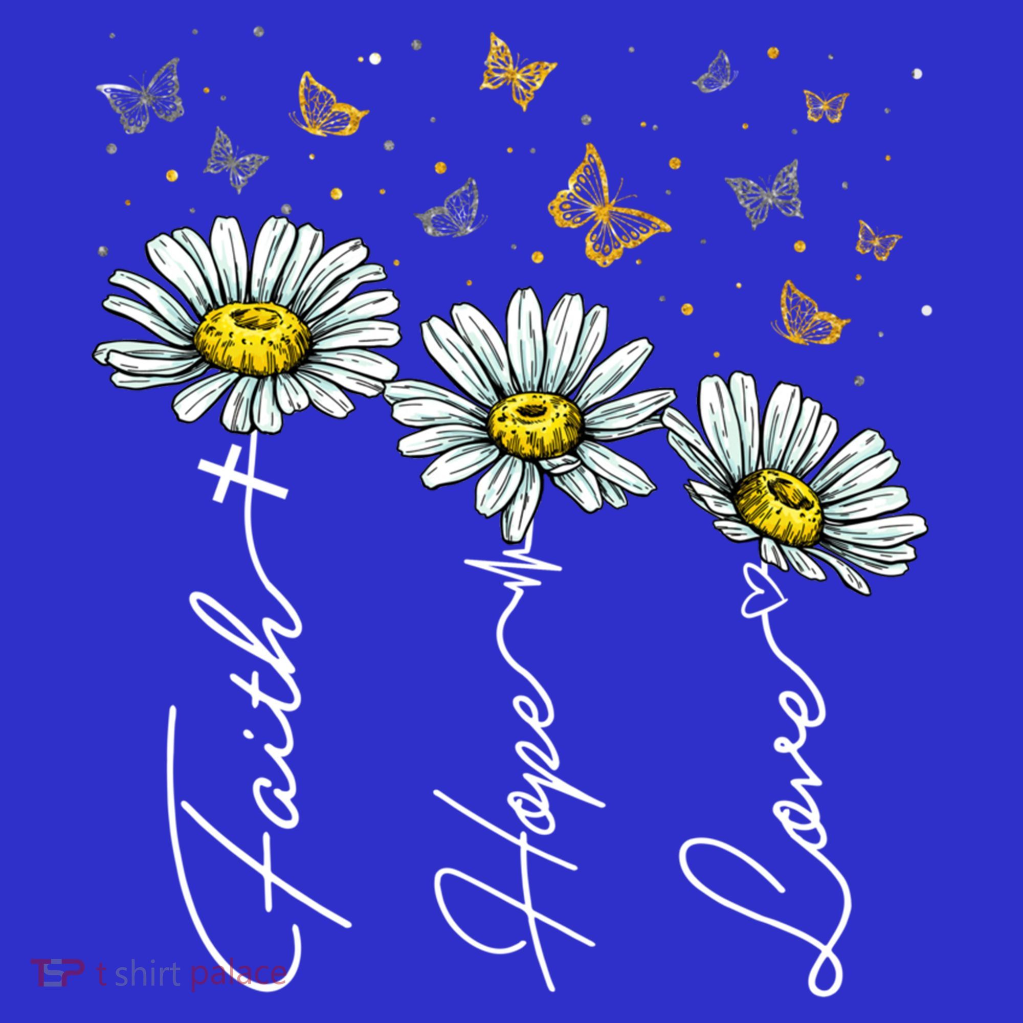 Faith Hope Love Daisy Butterfly Jesus Christian Clothing Cool Gift T-Shirt
