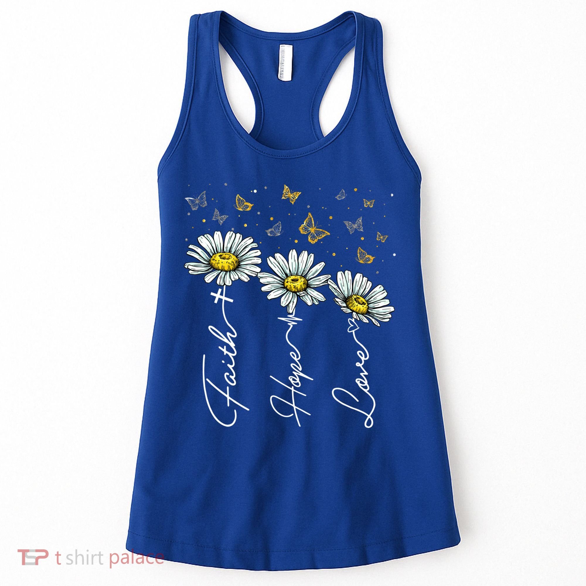 Faith Hope Love Daisy Butterfly Jesus Christian Clothing Cool Gift Women's Tank Top