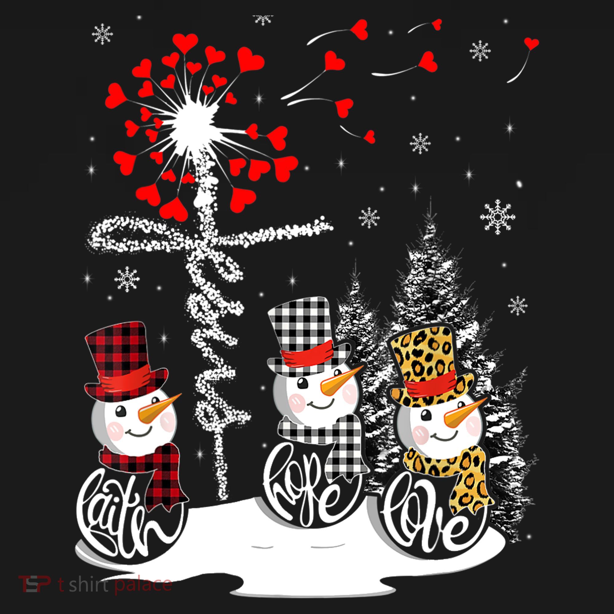 Faith Hope Love Snowman Jesus Dandelion Christian Christmas TShirt Sweatshirt