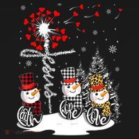 Faith Hope Love Snowman Jesus Dandelion Christian Christmas TShirt T-Shirt thumb 7