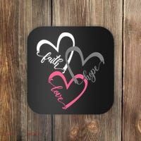 Faith Hope Love Hearts Tee Coaster thumb 0