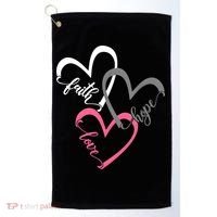 Faith Hope Love Hearts Tee Golf Towel thumb 0