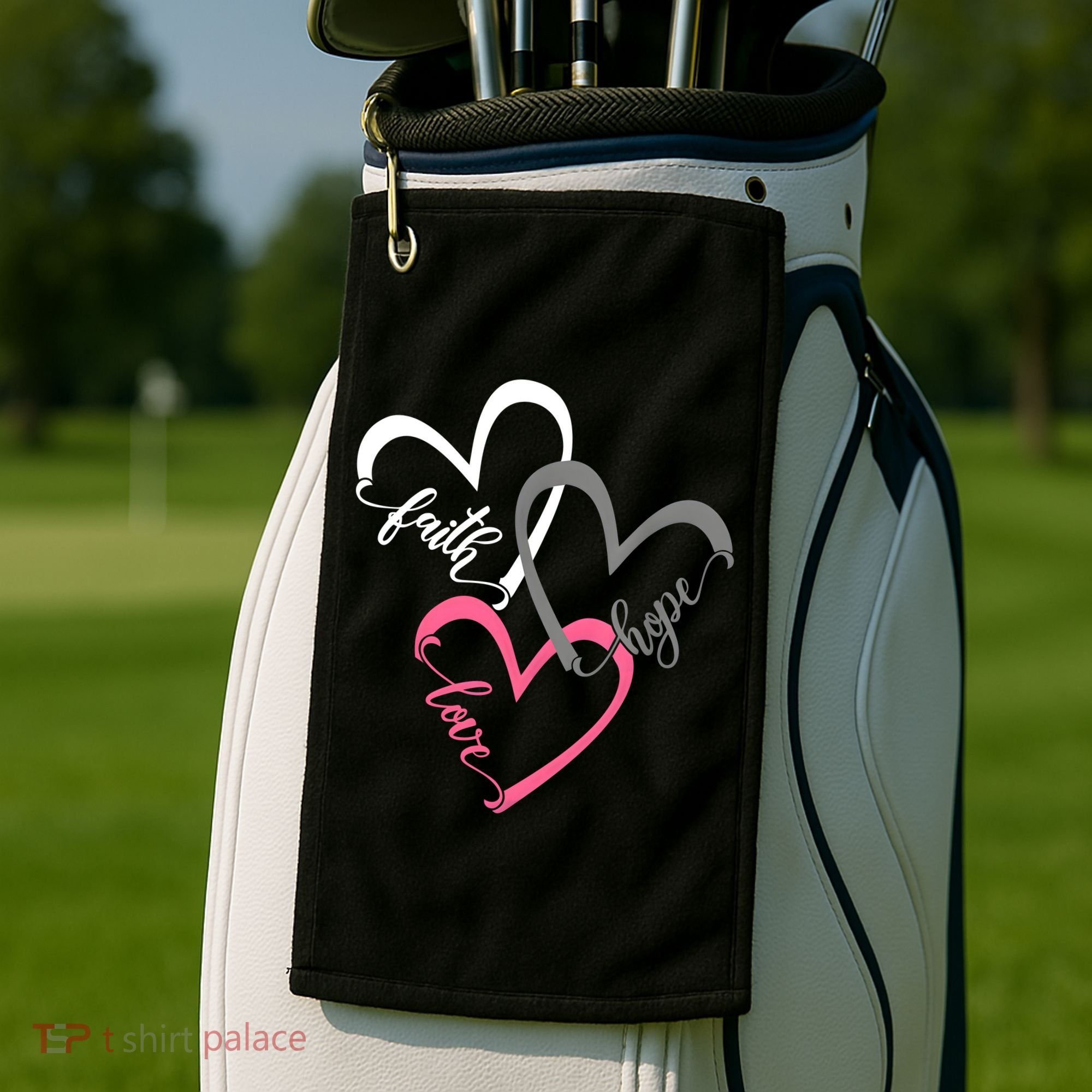 Faith Hope Love Hearts Tee Golf Towel