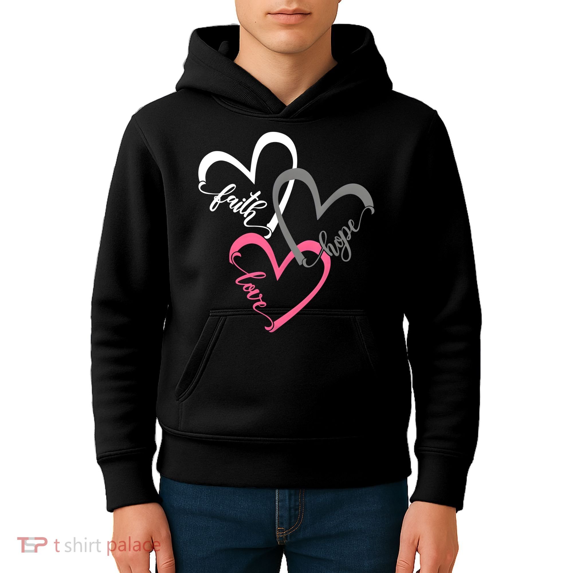 Faith Hope Love Hearts Tee Kids Hoodie