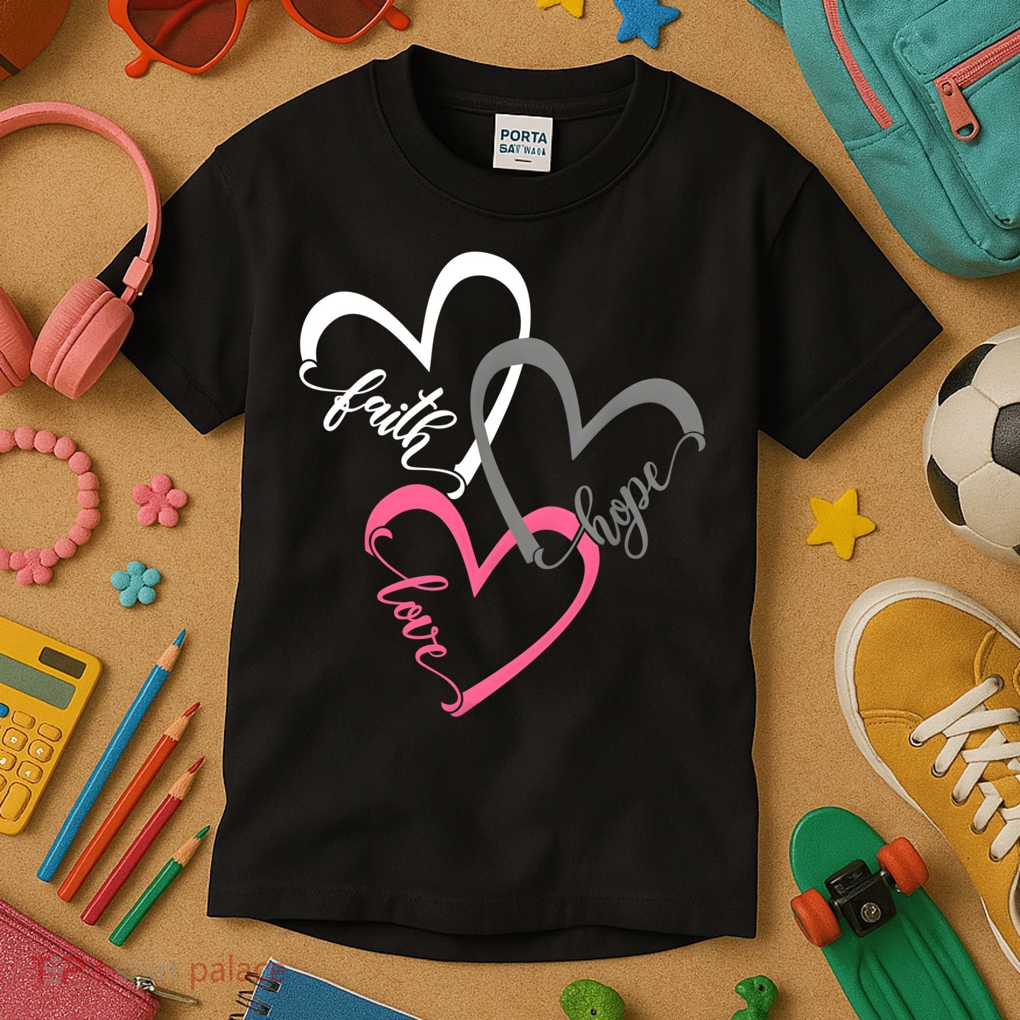 Faith Hope Love Hearts Tee Kids T-Shirt